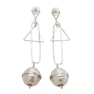Silver geometric sphere earrings