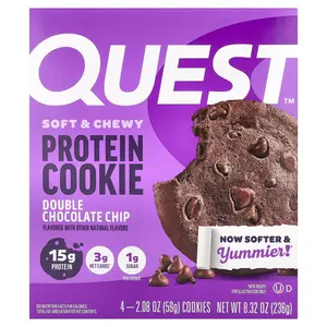Quest Nutrition Protein Cookie, Double Chocolate Chip, 4 Cookies, 2.08 oz (59 g) Each
