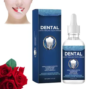 Dental Cavity Healing Tooth Armor Liquid Drops Nano Hydroxyapatite Theobromine Zinc Oxide All-in-One Enamel Repair Remineralization Cavity Healing Teeth Whitening Fresh Breath Gentle Oral Care for Sensitive Teeth 2oz Toothbrush