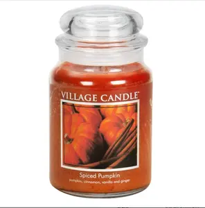 Village Candle Spiced Pumpkin Large Apothecary Jar, Scented Candle, 21.25 oz.