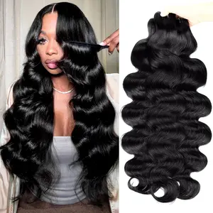 12A Raw Hair Bundles With 2x6 Lace Closure Body Wave Virgin Human Hair Bundles Straight Hair Quick Weave Salon Quality Human Hair Bundles for Sew in Brazilian Hair Extensions