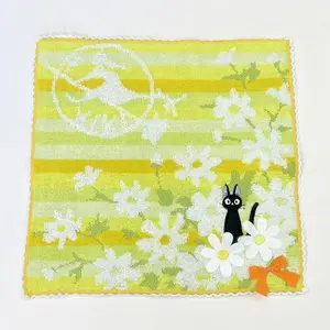 10"X10" Cute decorative Small ghibli cat embroidery cotton hand towel for home decor kitchen table coaster gift