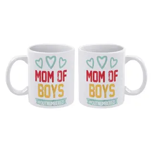 1pc MOM OF BOYS #Outnumbered Mom Parents Funny Mothers Day Mug