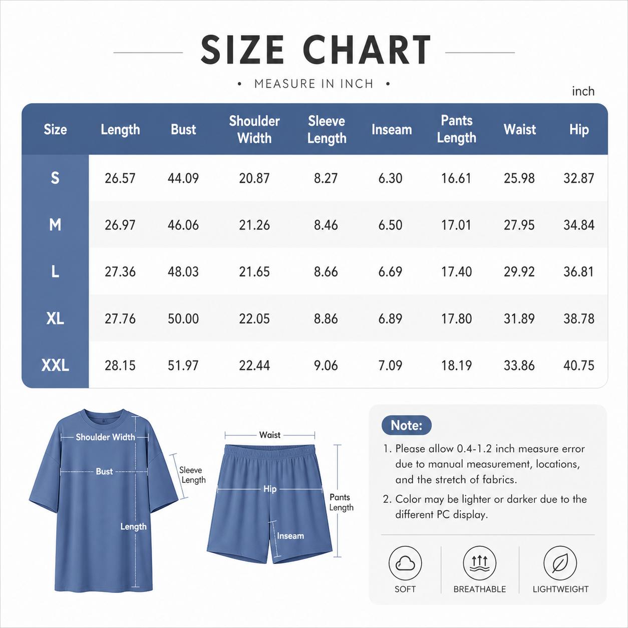 Women's Summer Casual Solid Color Crew Neck Slit Loose Short Sleeve Top with Pocket, Shorts Set Comfy Loungewear for Home