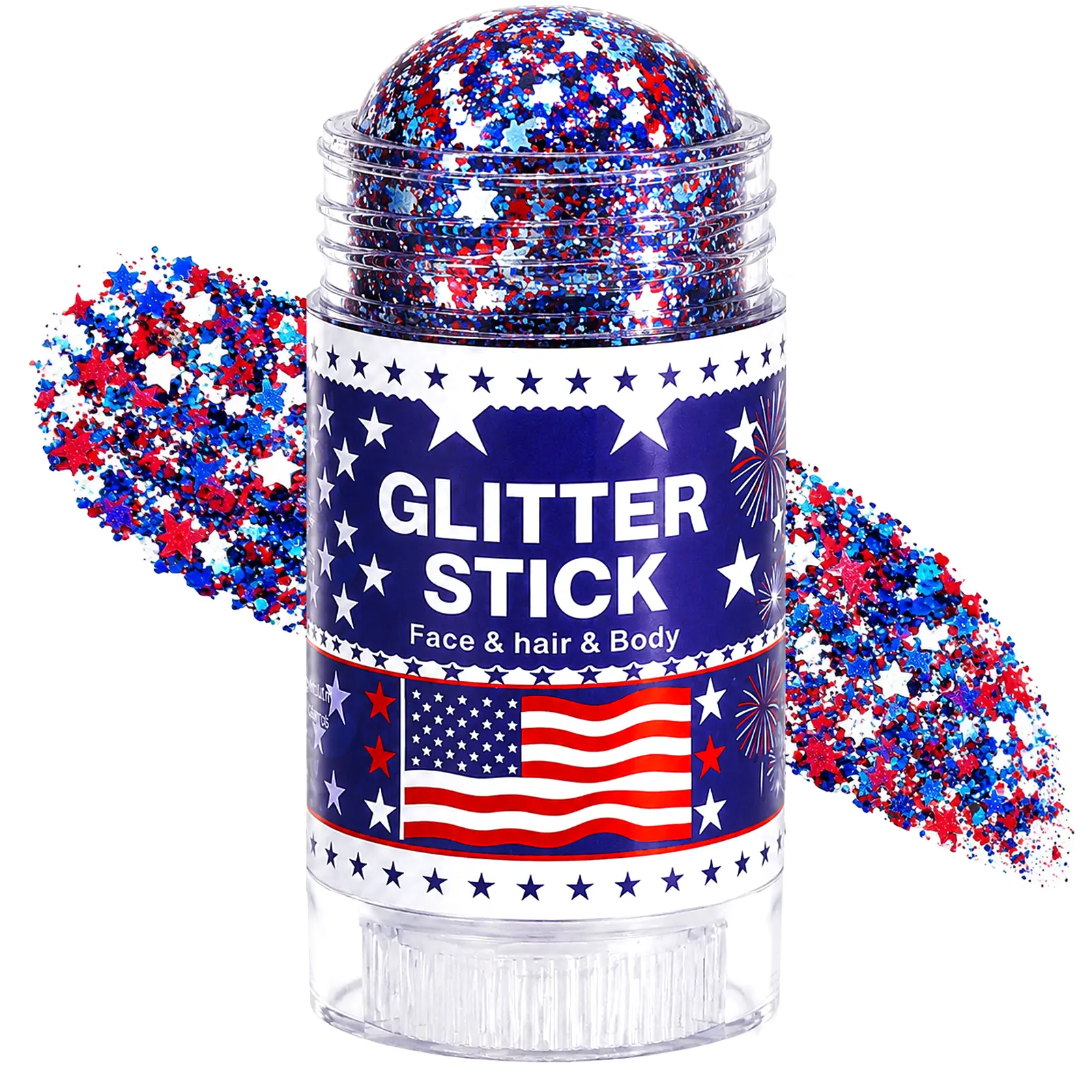 Patriotic Body Glitter Stick,4th of July Outfits and Accessories,250th Anniversary Sparkling Face Hair Glitter Makeup for Women,Fourth of July Red White Blue Waterproof Hair Glitter