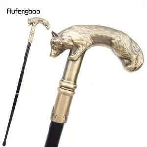 Copper Wolf Cane Fashion Decorative Stick Gentleman Elegant Cosplay Cane Knob Crosier 90cm Masculine