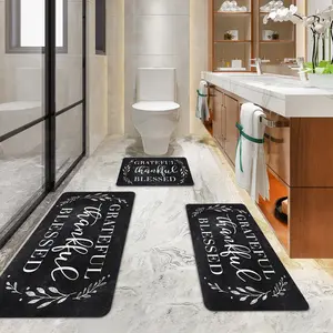 3pc kitchen entry-level carpet with thank-you and blessing text patterns is stain-resistant, anti-slip and easy to clean. It is suitable for kitchen decoration and living room, and is a perfect gift for family and friends. rugs,Christmas Home Decor
