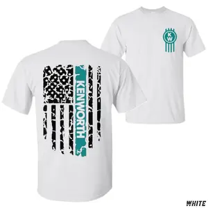 Patriotic Semi Truck Graphic Tee, Kenworth Teal Flag Shirt 2 Sides, American Trucker Pride T Shirt, Life Top, Summer Outfit, Graphic Tees Classic Cotton