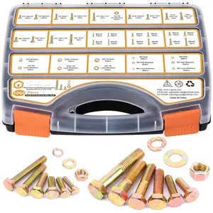 1060 count SAE & Metric  Nuts Assortment Kit 1/4-20 5/16-18 3/8-16 and M6 M5 M4 Heavy Duty Assorted Hex  Washers Nuts Fasteners Set with Portable Box, 25 Different Sizes