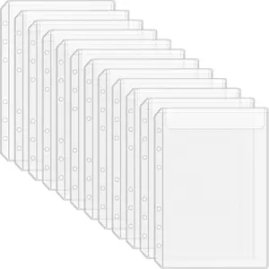 12 count A5 Binder Pockets No Zipper 6-Hole Budget  Envelopes for Small Refillable Notebook, Zipless A5 Planner Inserts Binder Pouches Loose Leaf  Organizer Bags for Saving