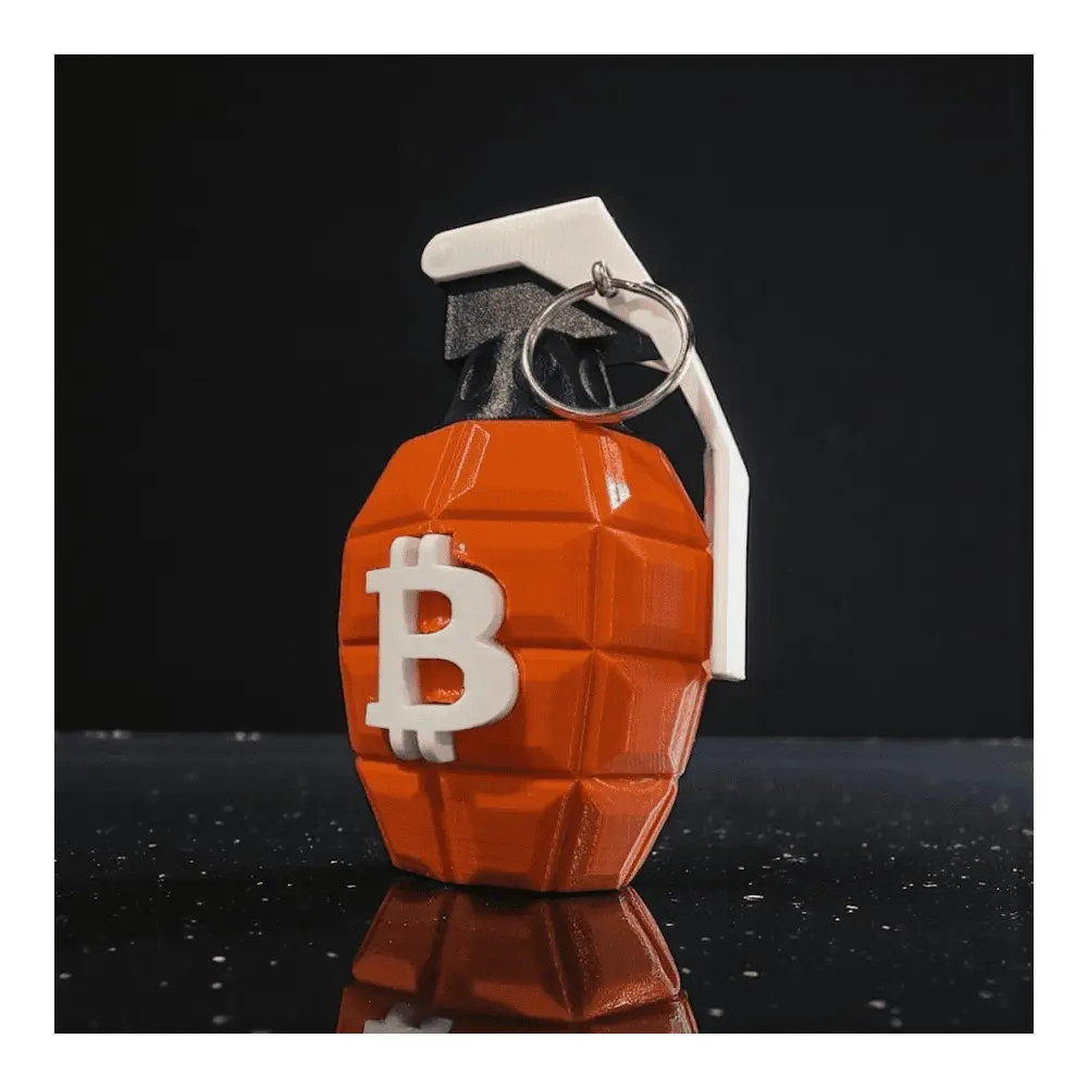 3D Printed Bitcoin Display Art - Orange and White Decorative Collectible