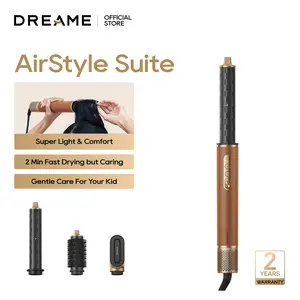 DREAME AirStyle Suite Hair Styler & High-Speed Dryer, 110,000 RPM Motor, 3 Essential Snap-On Attachments for Curling, Volumizing & Fast Dry, Frizz Control, Cool Shot, Luxury Leather Travel Bag,father'sdaygifts,summerhairstyles
