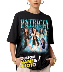 BARLEY ONE Custom-Made Oversized Black T-Shirt (Unisex) 100% Premium Cotton The Perfect Gift |Mother's Day|Birthday Parties|Fan Support Send 5 photos and your name via the service chat window to customize your shirt