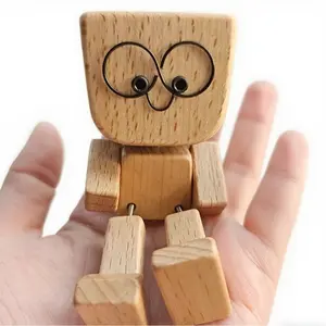 Wooden Rattle Gift with 12 Vivid Expression Accessories, Refrigerator Magnet, Desktop Decor, Bookshelf Ornament, Car Decoration, New Year Present, Home Decor