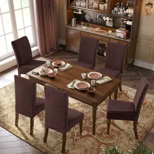 4/6 Pcs High-Elasticity Polyester & Spandex Dining Chair Covers Removable Machine Washable for Kitchen Dining Room & Party