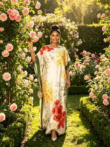 Women's Light Bohemian Floral Print Long Dress & Scarf Set - Elegant Lady's Fit Boho Casual Shawl Outfit for Beach Vacation, All-Season Ladies' Clothing
