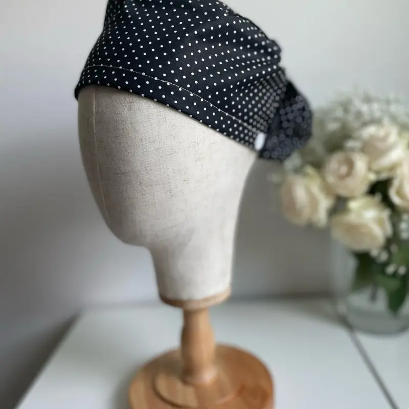 Arrows Cotton Surgical Cap with Hair Bag Scrub Cap Ponytail Gorro Quirúrgico Negro con Flechas y Bolsa para Cabello