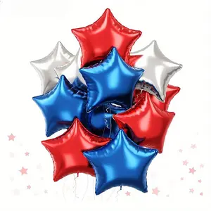 13 piece set of star balloons, blue, red, silver, flag colored balloons, National Day, patriotic theme, suitable for Independence Day, Freedom Day, birthday parties, graduation ceremonies, Balloon Party Supplies, Decoration