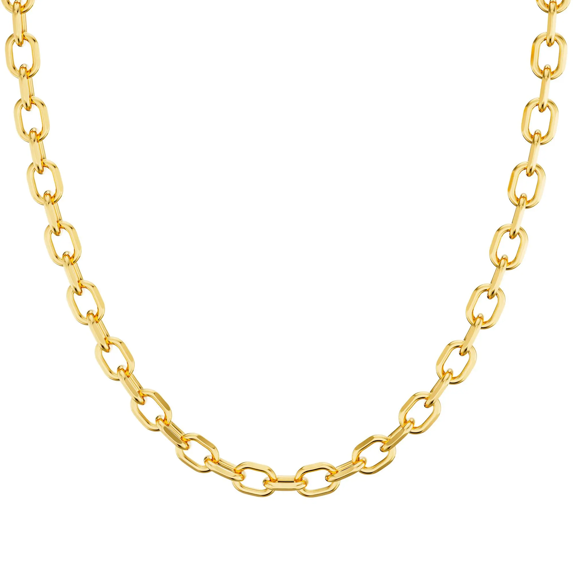 Loyalove  14K Gold Plated Gold/Silver Layered Paperclip Dainty Necklace for Women Statement Trendy Thick  Golden Chain Link Necklace Waterproof Simple Jewelry Gifts For Summer
