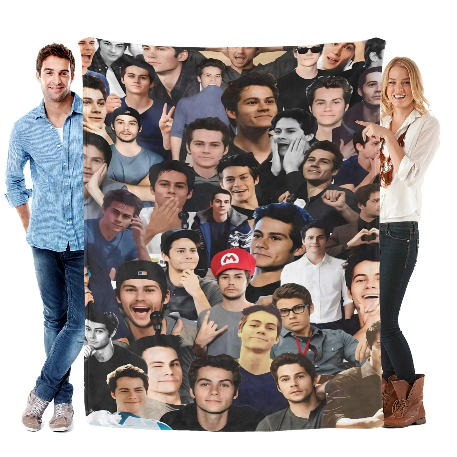 Dylan O'Brien Collage Fleece Blanket Ultra Soft Micro Throw Cozy Fashionable Couch Sofa Bed Perfect Gift For Family Friends