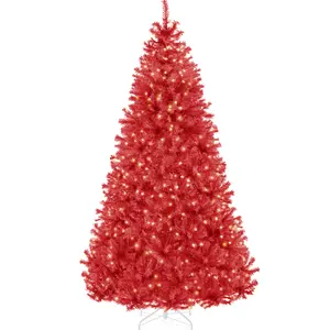 Best Choice Products Pre-Lit Artificial Christmas Tree – LED or Incandescent Lights, Metal Stand, Multiple Colors & Sizes (4.5–12ft)