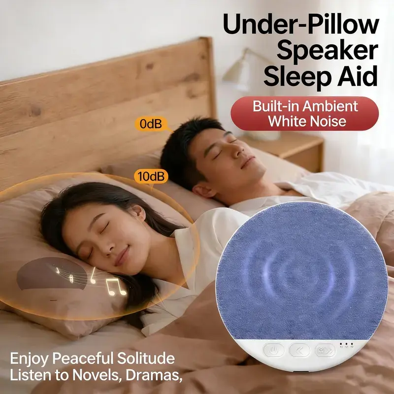 2026 Upgraded Ultra-Sim Bluetooth Pillow Speaker with Bone Conduction Audio System, Rechargeable Wireless Music Player, Silent Sleep Aid for Football Fans, Portable with Bluetooth Connection for Android/iOS, Ideal for Sports Fans Gifts, Smartphone