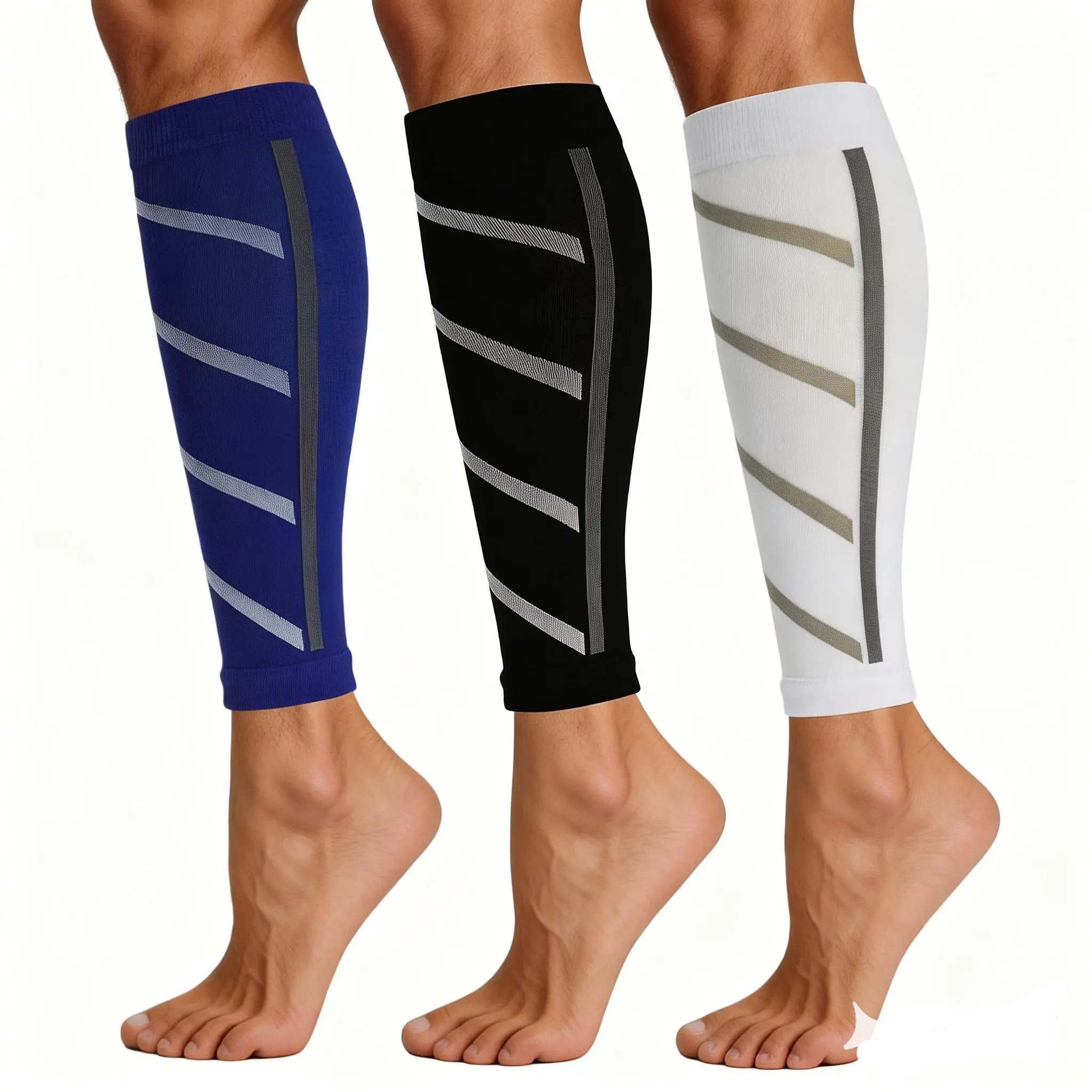 Men & Women’s 3 Pairs Calf Compression Sleeves, Breathable Tech-Knit Footless Support Tool, 20-25mmHg 3D Targeted Compression for Running & Shin Splints Pain Relief