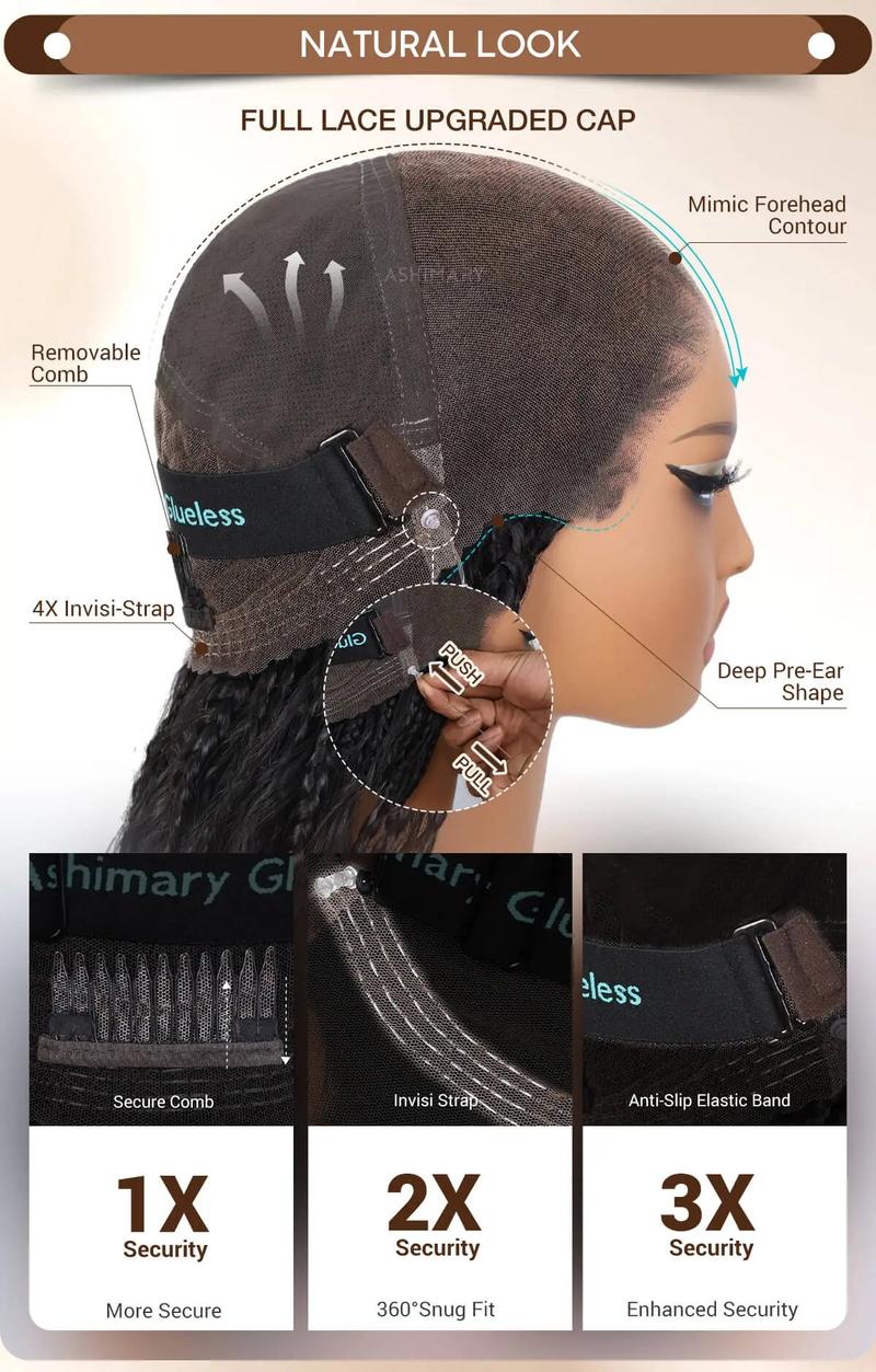 [26" Limited Offer] Ashimary Boho Knotless Box 26" Braided Wigs Full Double Lace Braid Wig for Black Women Lace Frontal Human Hair Blended Braided Wig with Boho Curls 360 Lace Front 428