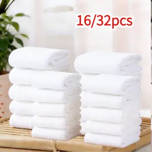 16pcs/32pcs Pack Retro White Microfiber Towels Suitable for, Hotel Use - Super Absorbent No Shedding Hair, Multipurpose Hand & Face Towels for Bathroom,, Spa, Gym - Compact Square Towel for &