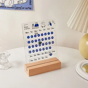 Cool Dog Perpetual Calendar Modern Simple Transparent Acrylic Desk Organizer, Creative Office Desktop Decoration, Stylish Daily Planner