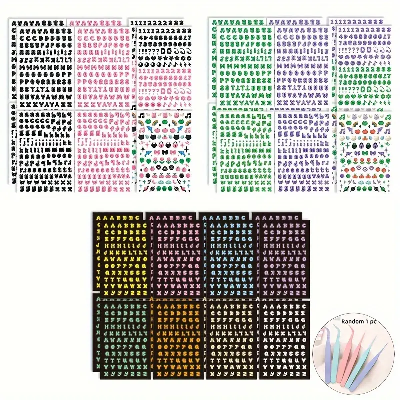 40 Sheets Colorful Letter Stickers Self Adhesive Alphabet Letter Stickers for DIY Scrapbooking Gifts Box Card Craft Office Decoration with Random Tweezers