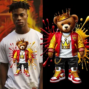 4-Pack, 6-Pack or 8-Pack DTF Heat Transfer Gang Sheet Hip Hop Bear Ready to Press for DIY T-Shirt Printing