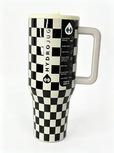 HydroJug Checkerboard Tumbler 40oz Insulated Leak-Proof BPA-Free Portable Drinkware Mug with Ergonomic Handle for On-the-Go Life Lightweight Stylish Flasks Bottles - Bottled