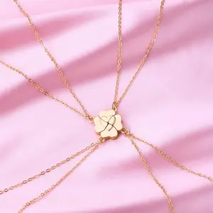 Four-way leaf clover fastening Magnetic alloy pendant Cross-chain parent-child set for good friend