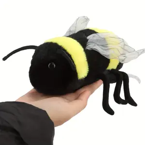 2 Sizes Cute Bee Plush Toy Honeybee Plush Toy Soft Furry Bee Stuffed Animal, Polyester, Multicolor, Easter Ideal for Home Decor and Holiday Gifts for Youngsters