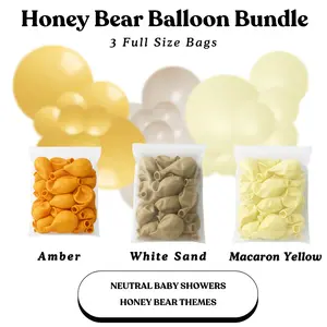 Honey Bear Balloon Bundle - Amber, White Sand, Macaron Yellow