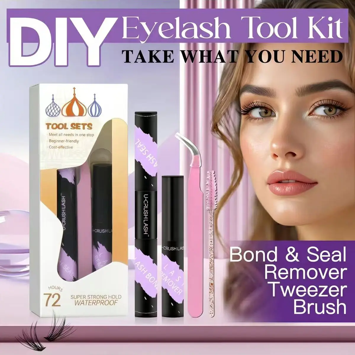 Eyelash Glue & Remover Kit – Long-Lasting Strong Hold Lash Adhesive, Gentle Cream Remover with Tweezer & Lash Brush for Easy Application & Clean Removal - All-In-One Makeup Tool for Women, Lash Cosmetics & Beauty Tools
