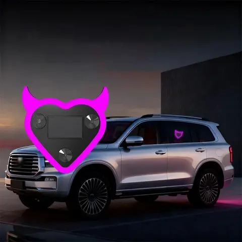 Solar-Powered Devil Heart Ambient Light for Car Windows Multi-Color Switchable Suitable for All Car Models, Easy to Mount Automotive Ambient Lighting