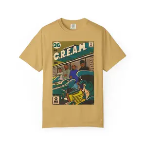 CREAM - MK Comics Comfort Colors 1717 Unisex Garment-Dyed T-shirt 100% Ring-Spun Cotton Relaxed Fit Durable Double-Needle Stitching Available Fabric Medium