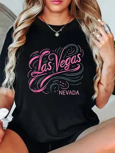 100% Cotton T shirts Womens LAS VEGAS Love Baby Holidays in Vegas Sounenirs Girls T-Shirt Breathable & Comfort Fit Tee Women,Short Sleeve Crew Neck Top for All Seasons,Graphic Tees Women Tops