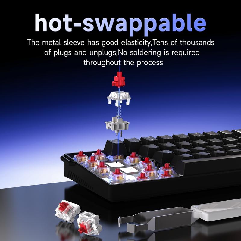 AJAZZ Mini 60% Gaming Mechanical Keyboard Red Switch 61 Key Compact Wired Office Keyboard NK61 Hot Swap Keyboard Ergonomic Mechanical Sense Office Artifact Plug and Play Support Multiple Systems Suitable for Gaming and Office