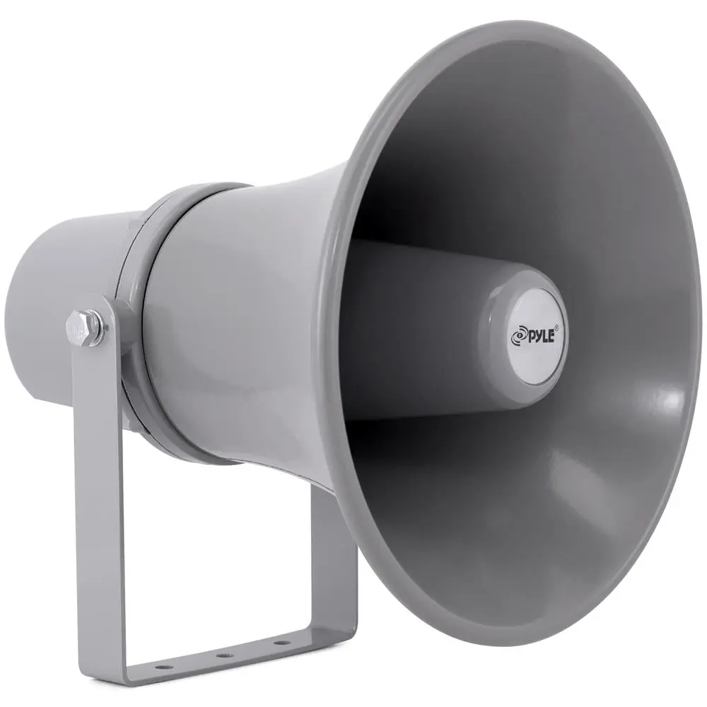 20W PA Horn Speaker (PHSP101T) - Aluminum Grey Wall Mount Audio Device with 70V Audio System, Transformers, 5/15/20W Tap Points, Indoor-Outdoor for Home Sound Systems