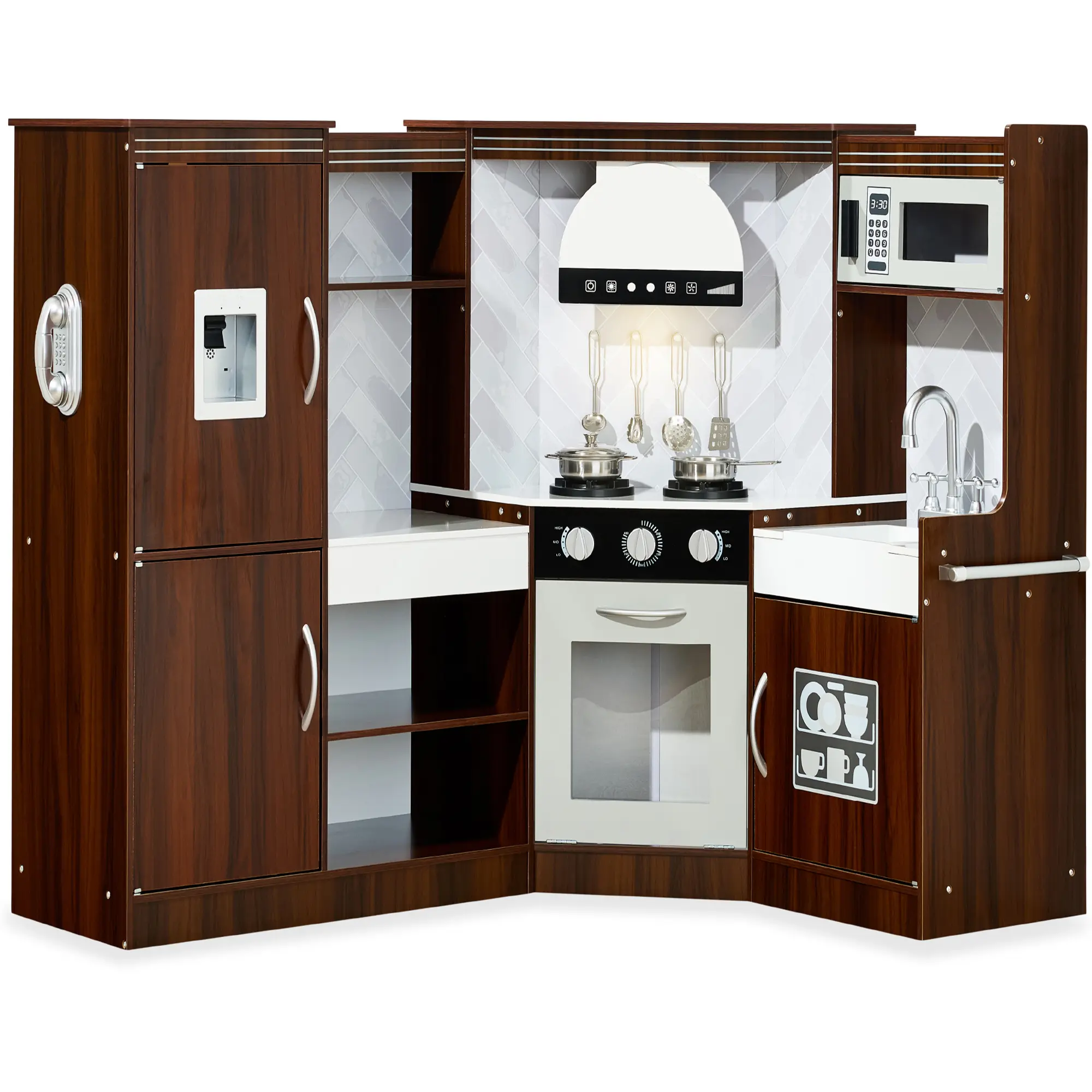 Best Choice Products Pretend Play Corner Kitchen, Ultimate Wooden Toy Set for Kids w/ 6 Accessories Best Choice Products Pretend Play Corner Kitchen, Ultimate Wooden Toy Set for Kids w/ 6 Accessories