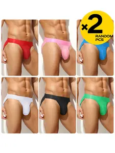 Men's Solid Color Triangle Underwear, Random 2/3/4 Pieces, Soft Breathable Underwear, Breathable Mesh, Comfortable and Sexy, Essential for Daily Use, Breathable Briefs