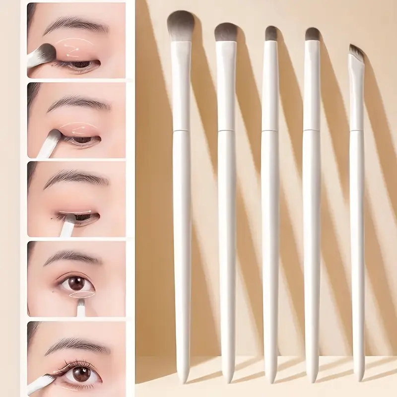 [Hypoallergenic Eye Makeup Brush] 5pcs Hypoallergenic Eye Makeup Brush Set - Nylon Bristles for All Skin Types | Includes Eyeshadow & Crease Brushes - Perfect Travel Companion & Gift for Friends, Besties, Wife