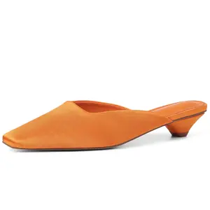 Elegant Satin Mule Heels Women | Pointed Toe Kitten Heel Slides | Comfortable Slip-On Summer Shoes for Vacation & Daily Wear