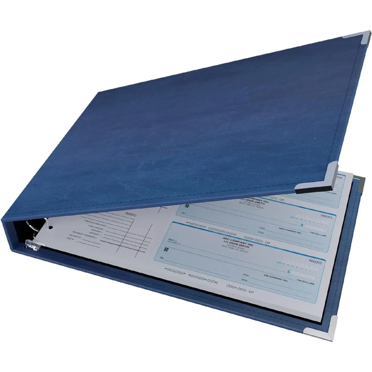 Davis Group 3-Up US Vinyl Cover 7-Ring Binder - Navy Blue, Elegant Cover Color, Business Check Storage Solution, Holds 600 Checks, Pouch Pocket, Organizes Receipts and Pens, Elegant Cover Colors, Seven-Ring Binder