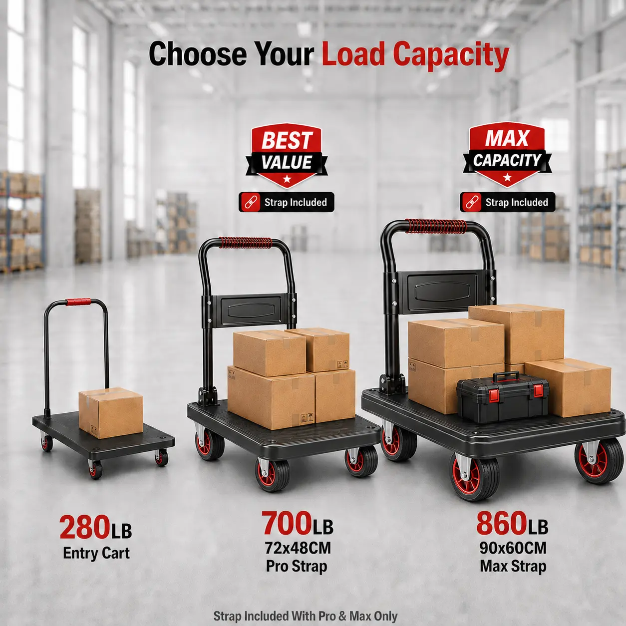 Foldable Moving Cart, Flatbed Platform Dolly with Wheels for Home Moving, Garage Storage, Boxes and Heavy Items