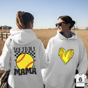 2 Sided Softball Mom Sweatshirt, Softball Mom Hoodie Vintage Softball Mom Shirt Softball Game T-shirt Unisex Softball Hoodie Cotton Womenswear