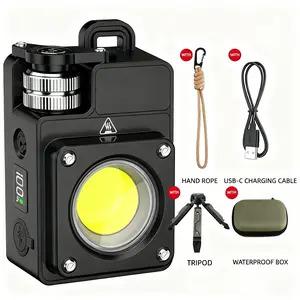 3500 Lumen USB Rechargeable Outdoor Camping Light with 5 Adjustable Color Temperatures & Strong LED Illumination for Sports Fishing Emergencies Men Gifts Camping Hiking Night Running Ultra-Bright COB Lighting